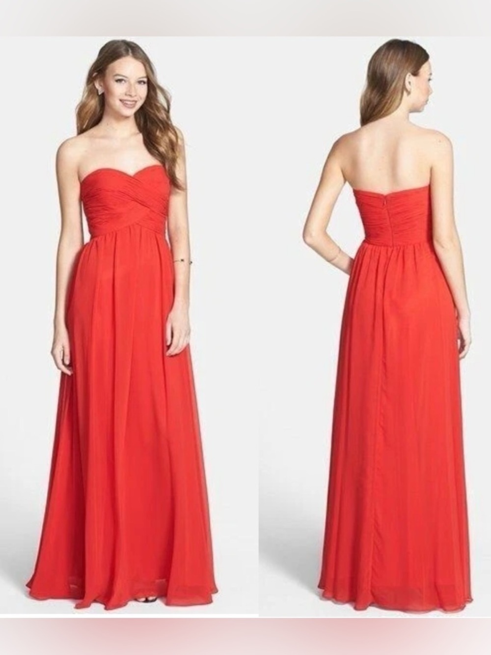 Red Sweetheart 7338 Chiffon Gown FAVIANA dress 18W Shirring Pleated Ruched